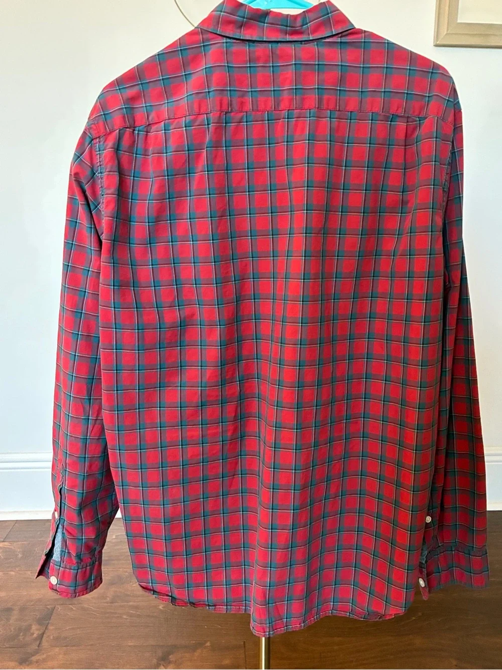J.Crew Men’s Red Plaid 100% Cotton Button Down Shirt Size Large